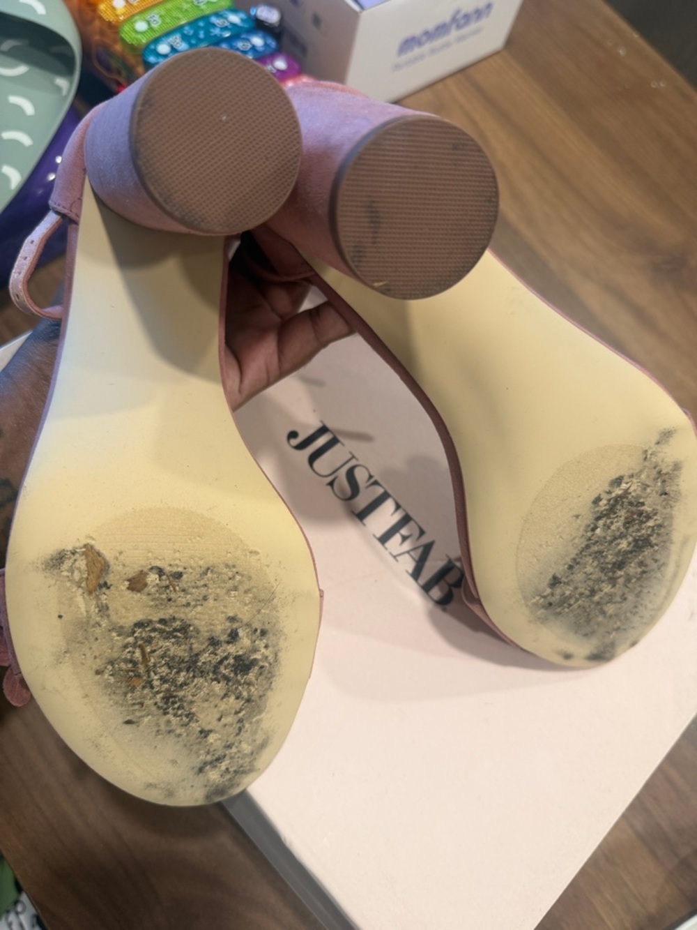 JustFab Heather Rose Floral Suede Block Heel Sandals - Picture 5 of 5